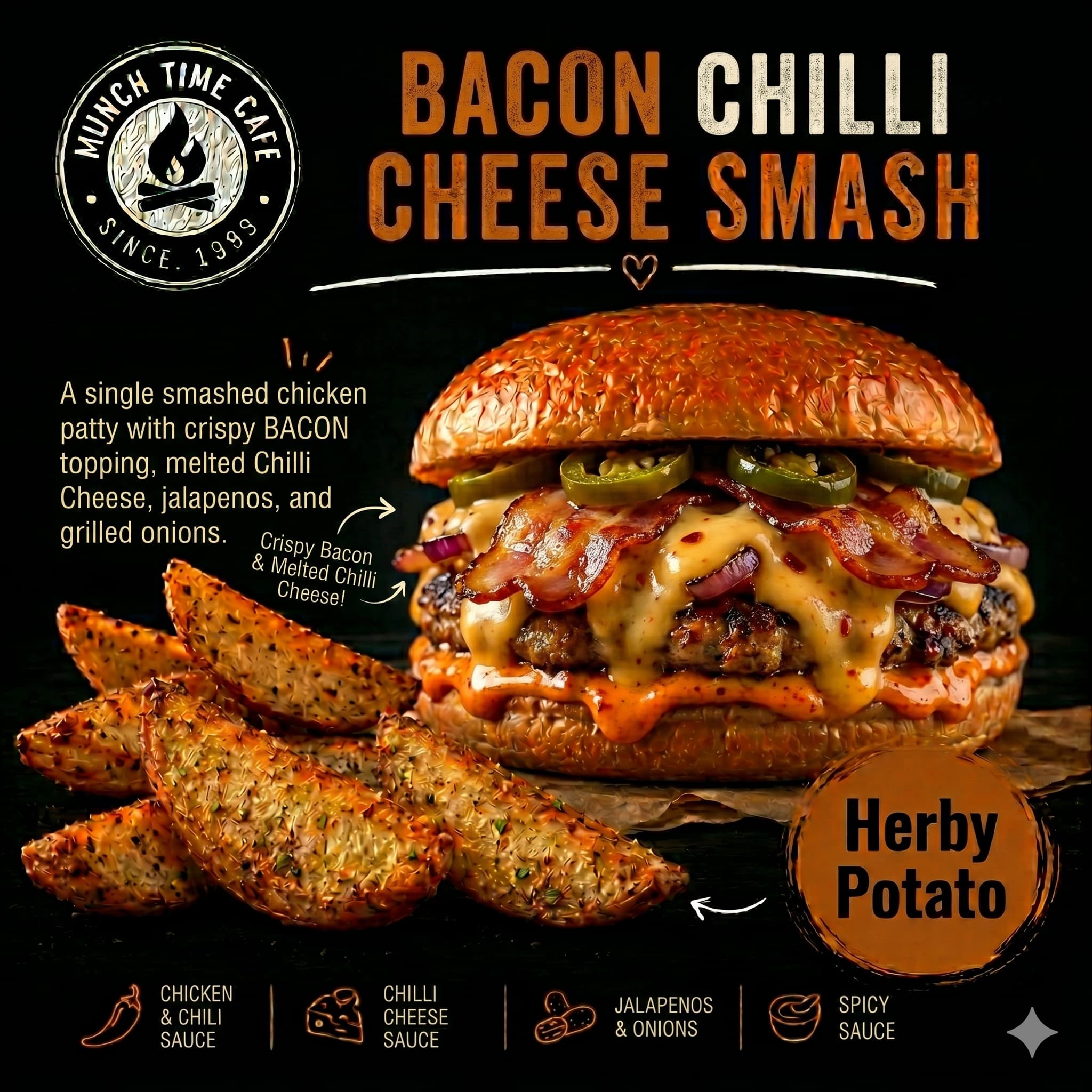 Bacon Chilli Cheese Smash